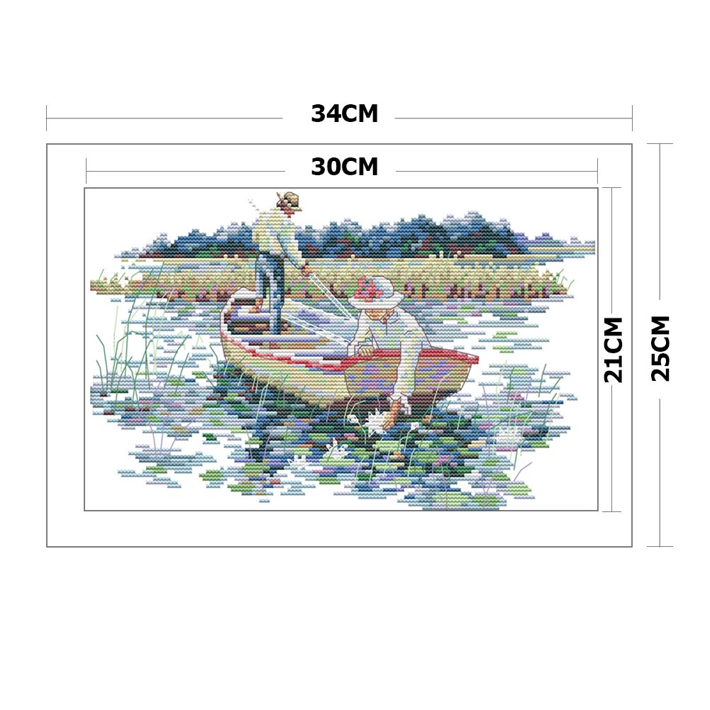 Ponto cruz estampado 14ct - No barco (34*25cm)