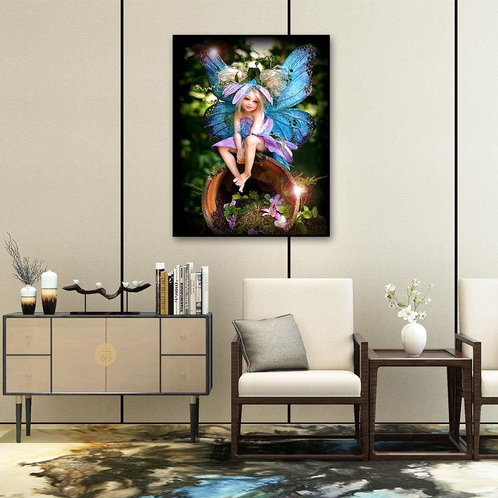 Pintura Diamante - Rodada Completa - Fada Menina C