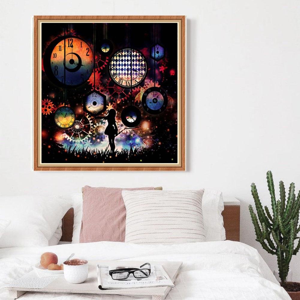 Diamond Painting - Full Round - Girl Clock