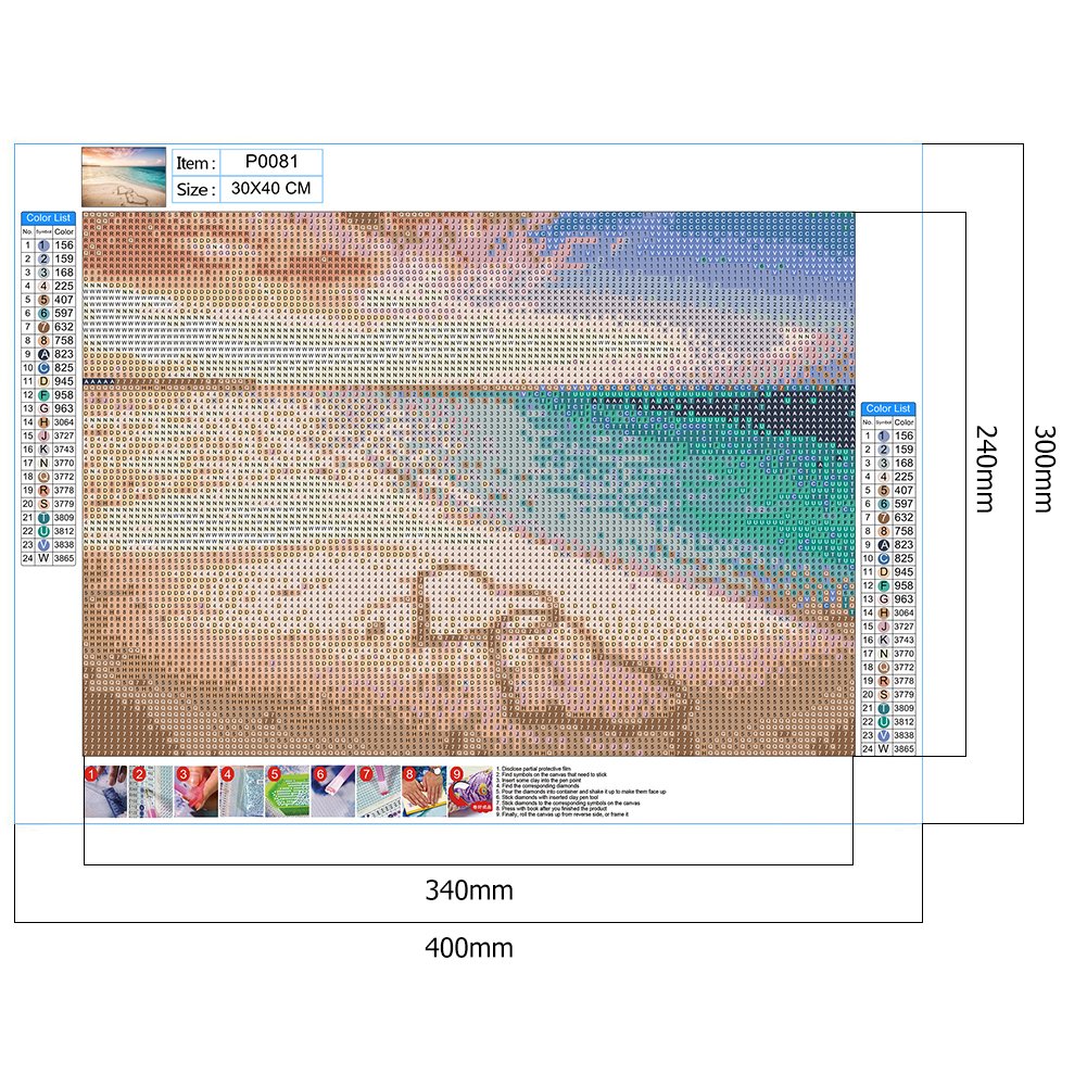 Diamond Painting - Full Round -Heart Beach