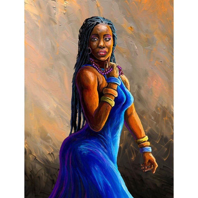 5d diamond embroidery African Woman In Blue Dress