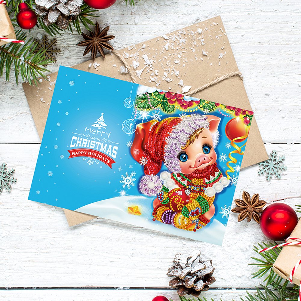 DIY Diamond Painting Greeting Card - Pig