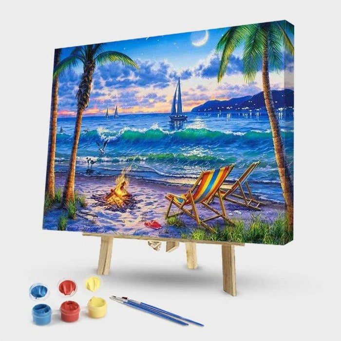 Oil Painting By Number Beach View Oil Painting Wall Art Craft Decor