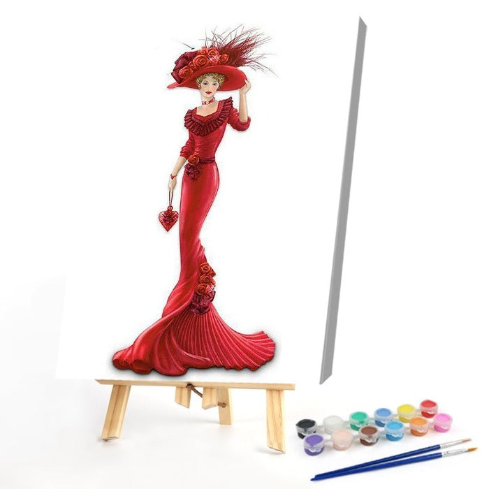 Elegant Lady Oil Paint Kit by Numbers Coded Abstract Acrylic Paint for