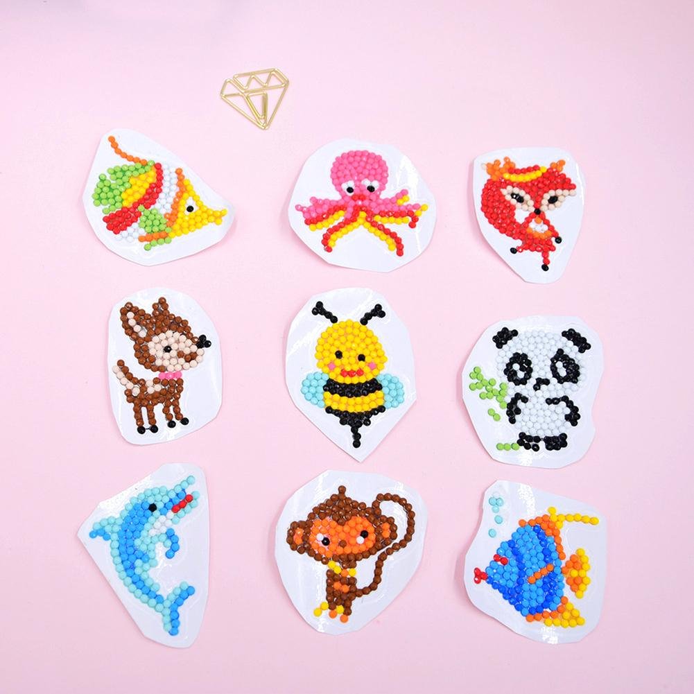 DIY Full Drill Round Cute Animals Diamond Painting Puzzle Stickers