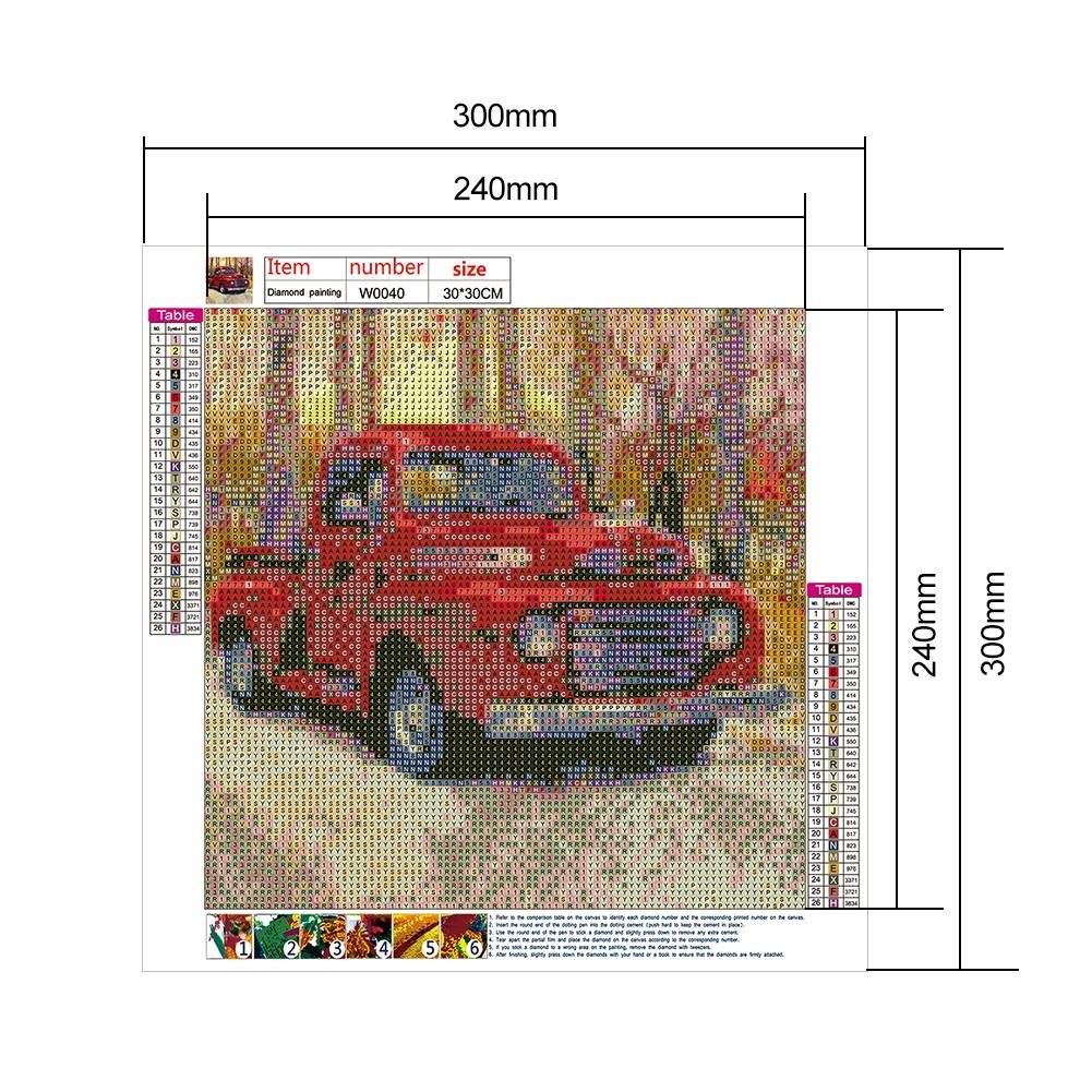 Pintura Diamante - Redondo Completo - Carro Vermelho