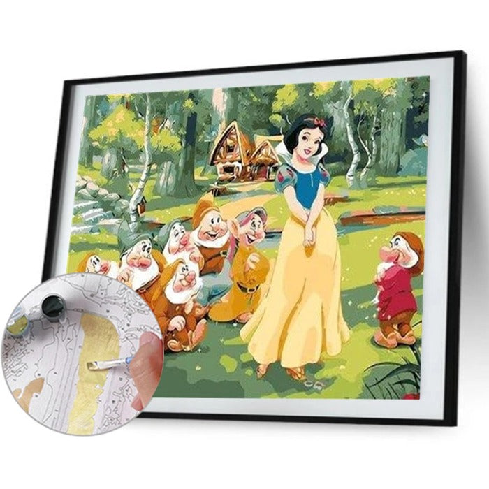 DIY Painting By Numbers Princess Dwarfs Handpainted Oil Drawing