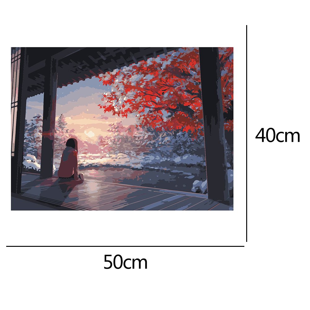 Paint By Number - Oil Painting - Watching Cherry Blossom Girl (40*50cm)