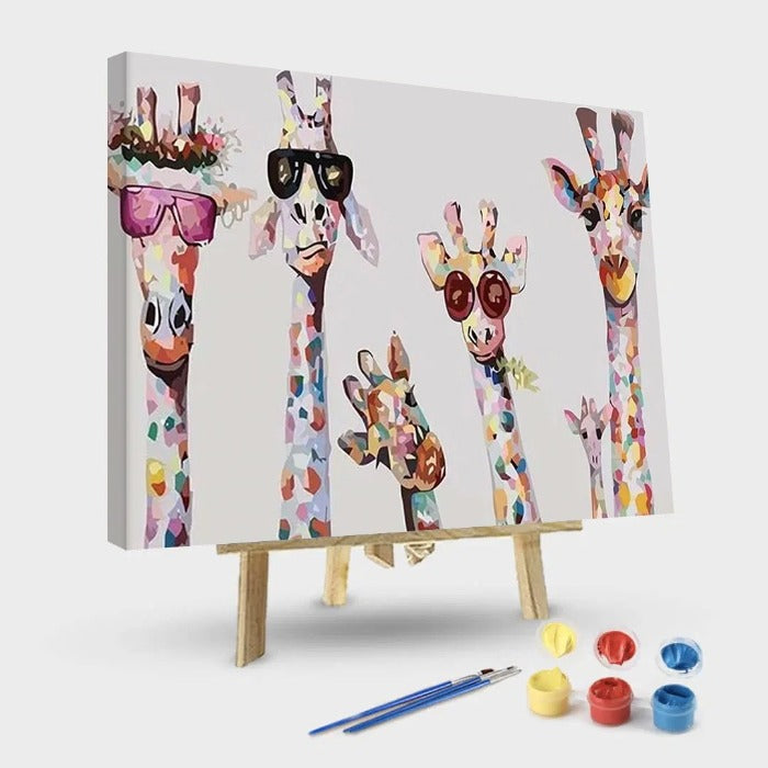 Painting By Numbers Cartoon Giraffe Hand Painted Artwork For Kids