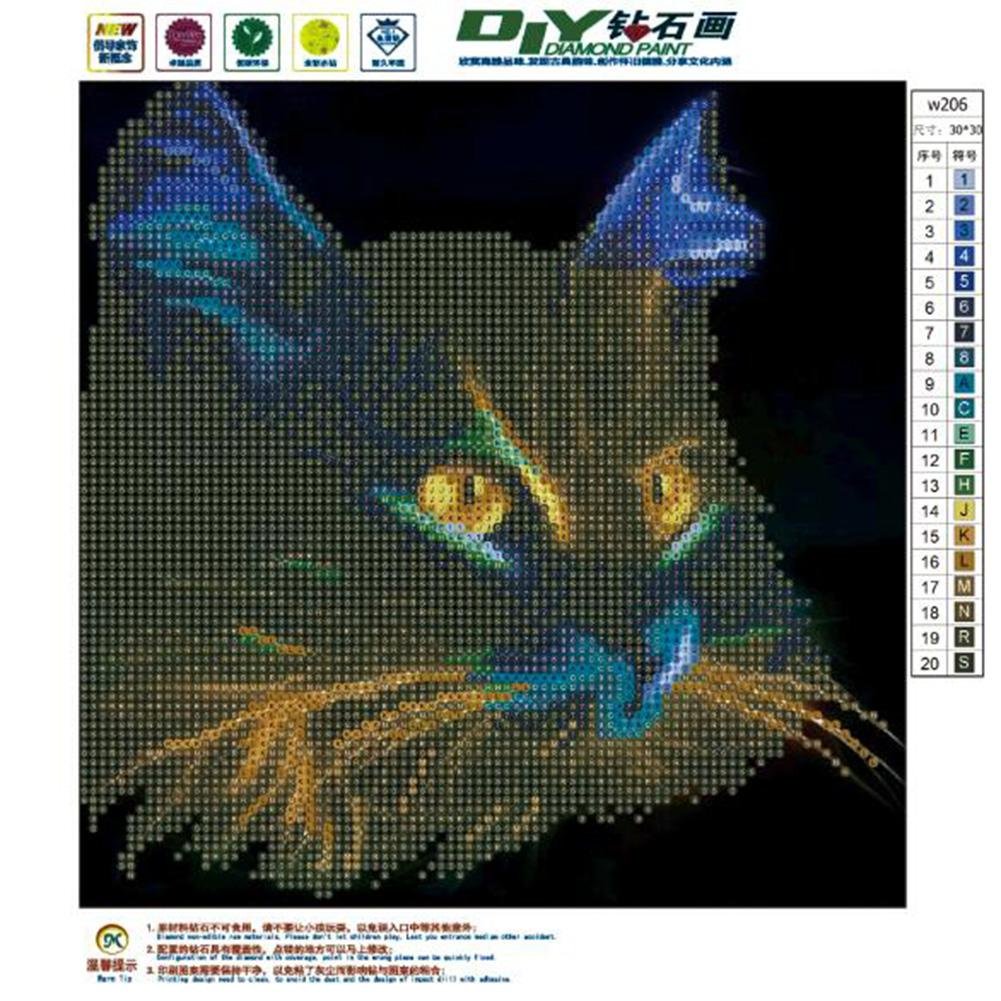 Kit de pintura de diamante DIY 5D - Redondo Parcial - Gato
