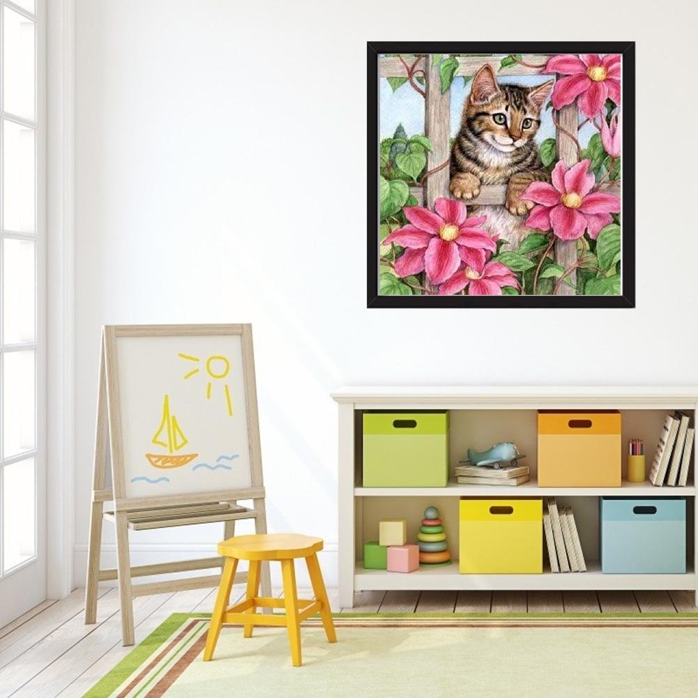 Diamond Painting - Full Round - Cat Flower