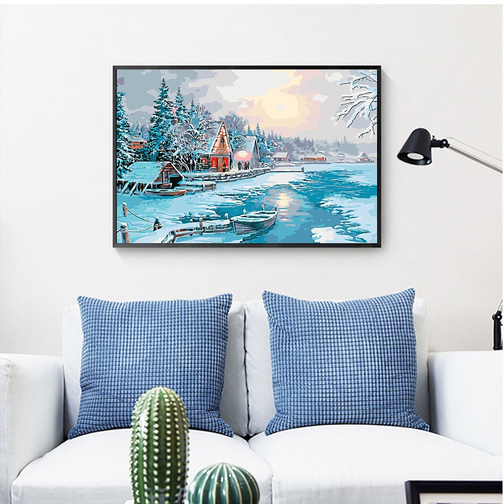 Paint By Number - Oil Painting - Snow River (40*50cm)