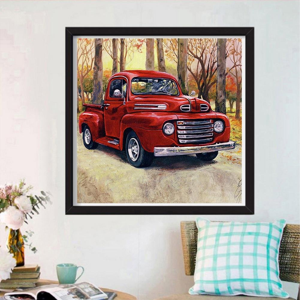 Pintura Diamante - Redondo Completo - Carro Vermelho