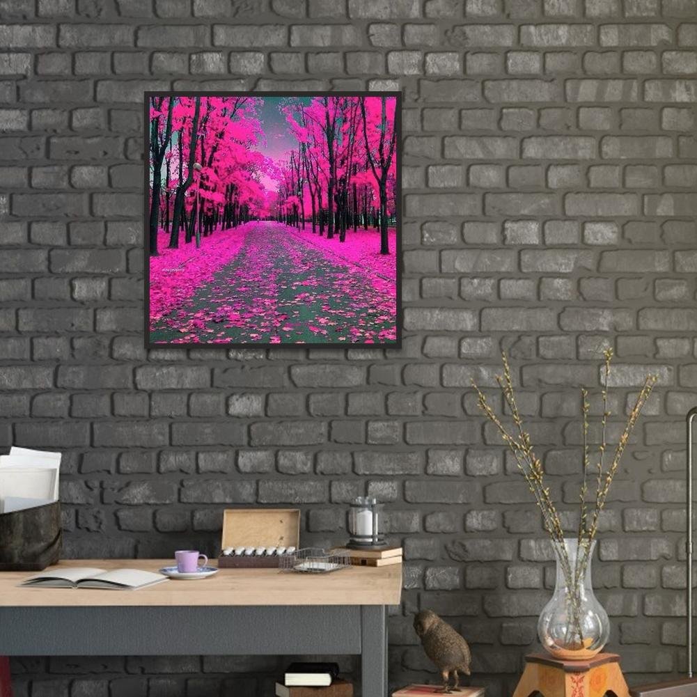 Kit de pintura de diamante DIY 5D - redondo completo - rosa vermelha floresta