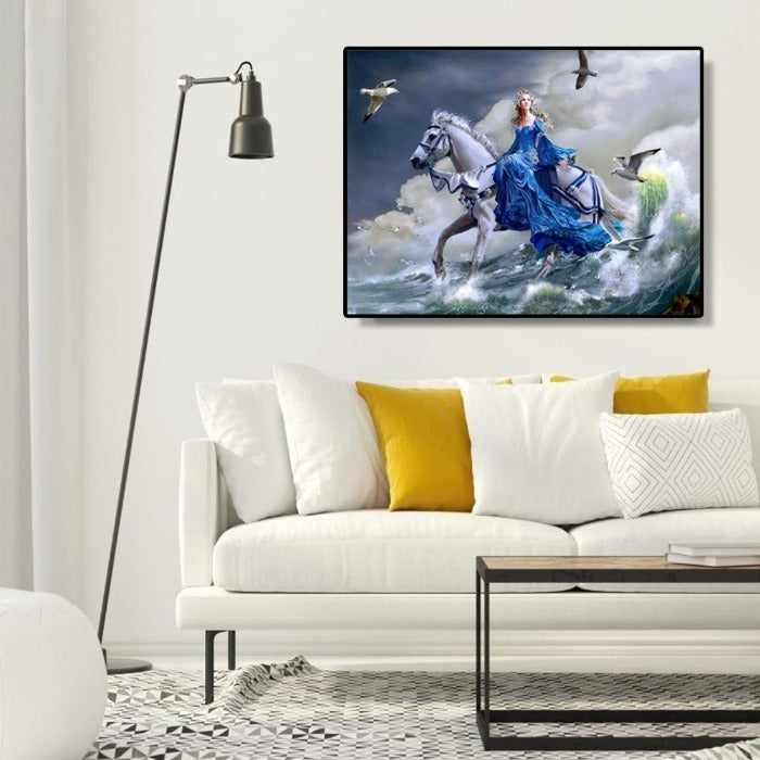 Painting By Numbers Horse Riding Hand Painted Canvas Oil Art Picture Craft
