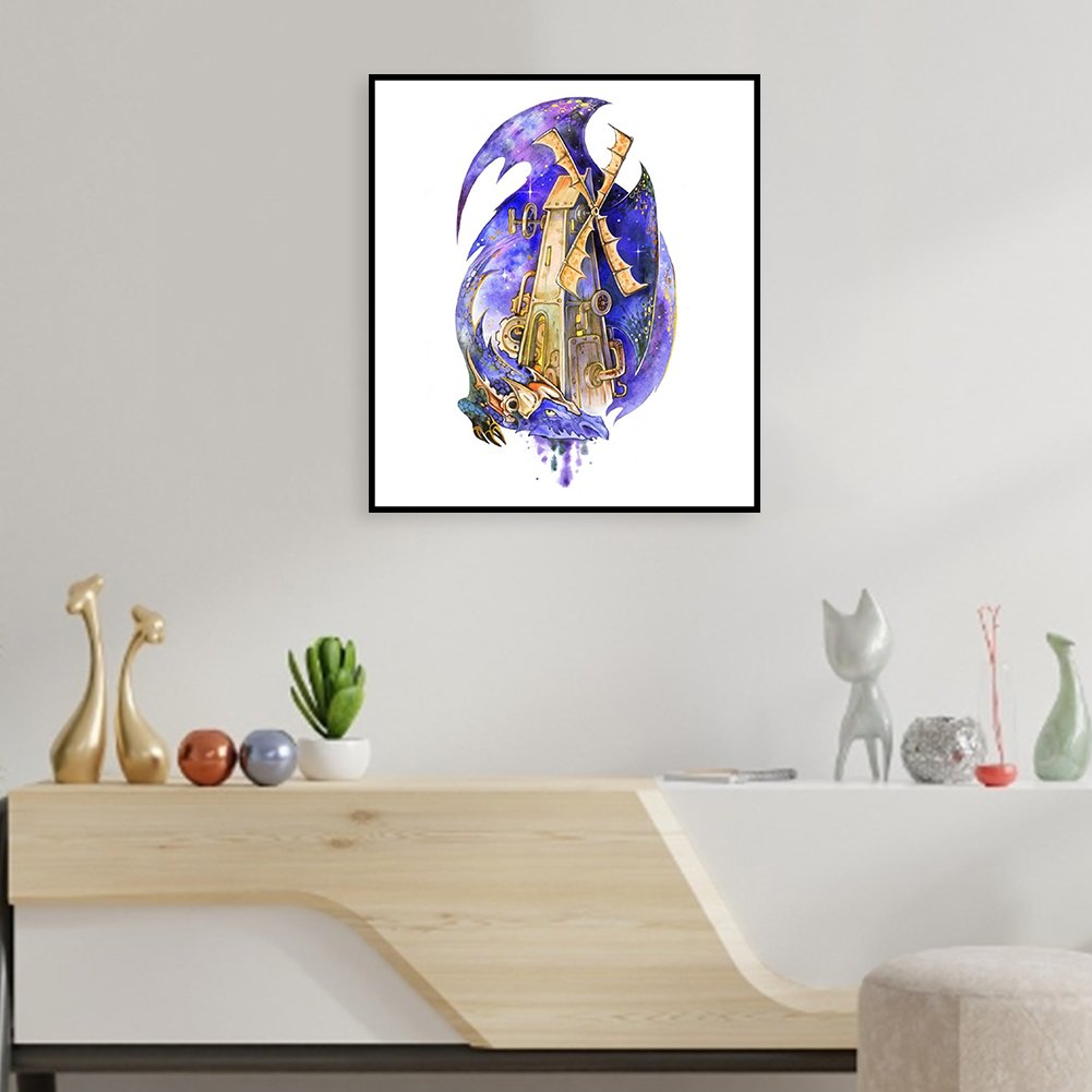 11ct Estampado Ponto Cruz - Moinho de Vento Mecânico (45*48cm)