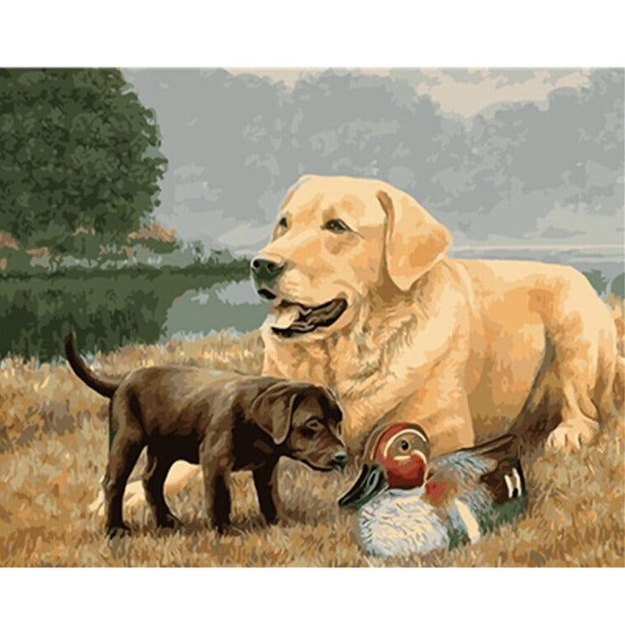 Dog Hand Painted Acrylic Canvas Modern Wall Art Craft
