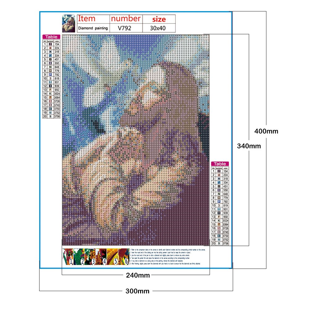 Pintura Diamante - Redondo Completo - Pássaro Jesus