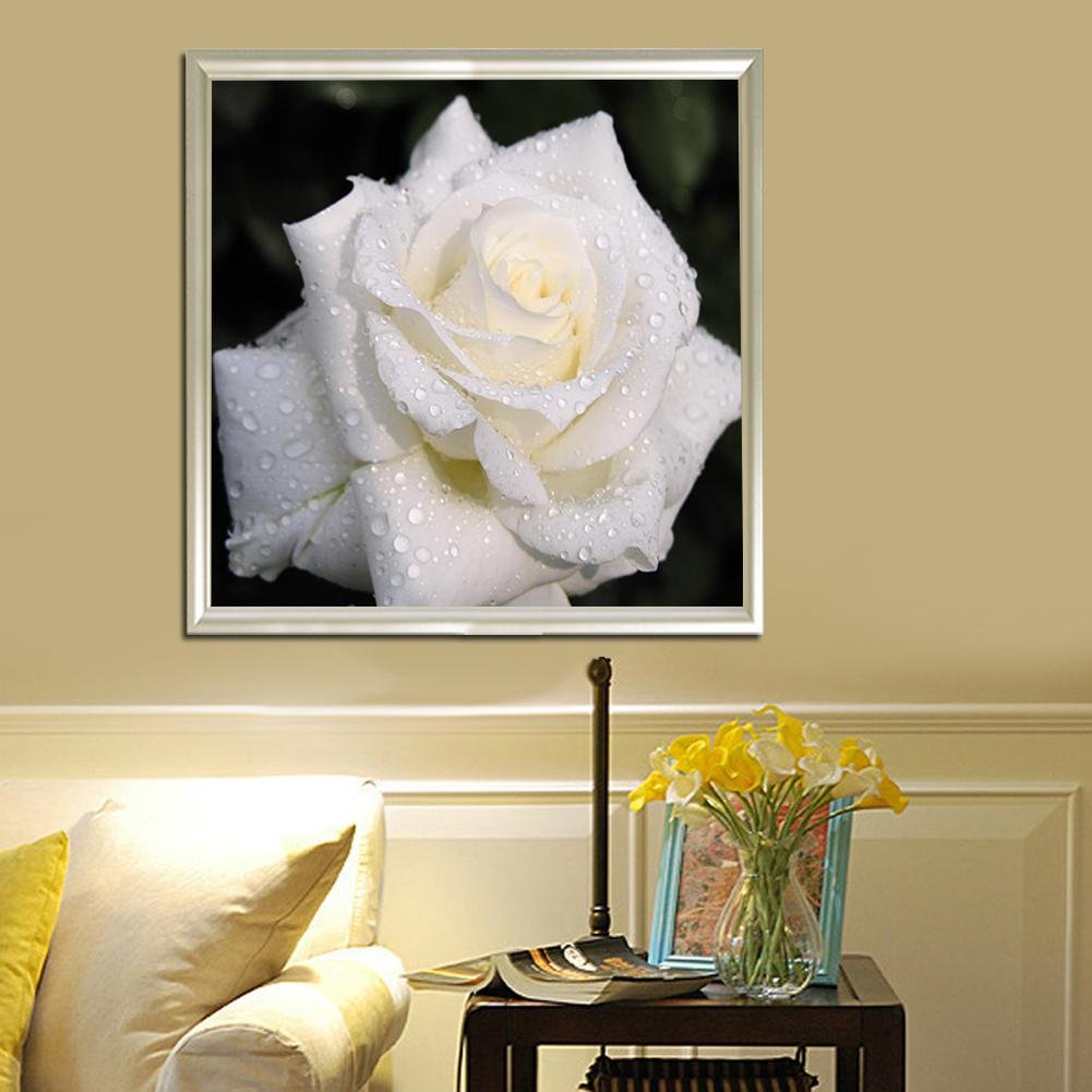 Pintura Diamante - Redondo Parcial - Rosa Branca