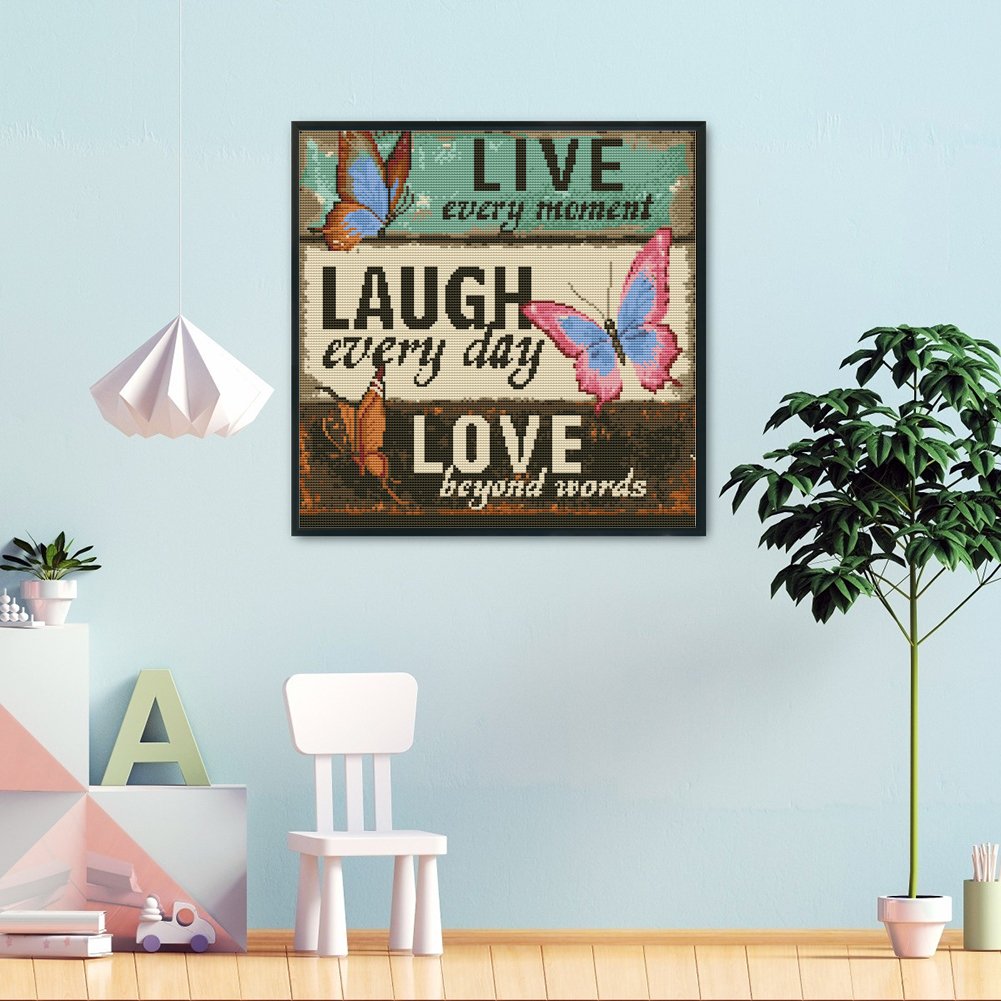 11ct Stamped Cross Stitch - Letters Butterfly (40*40cm)