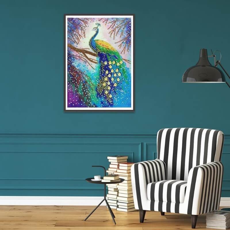 green peacock crystal rhinestone diamond embroidery