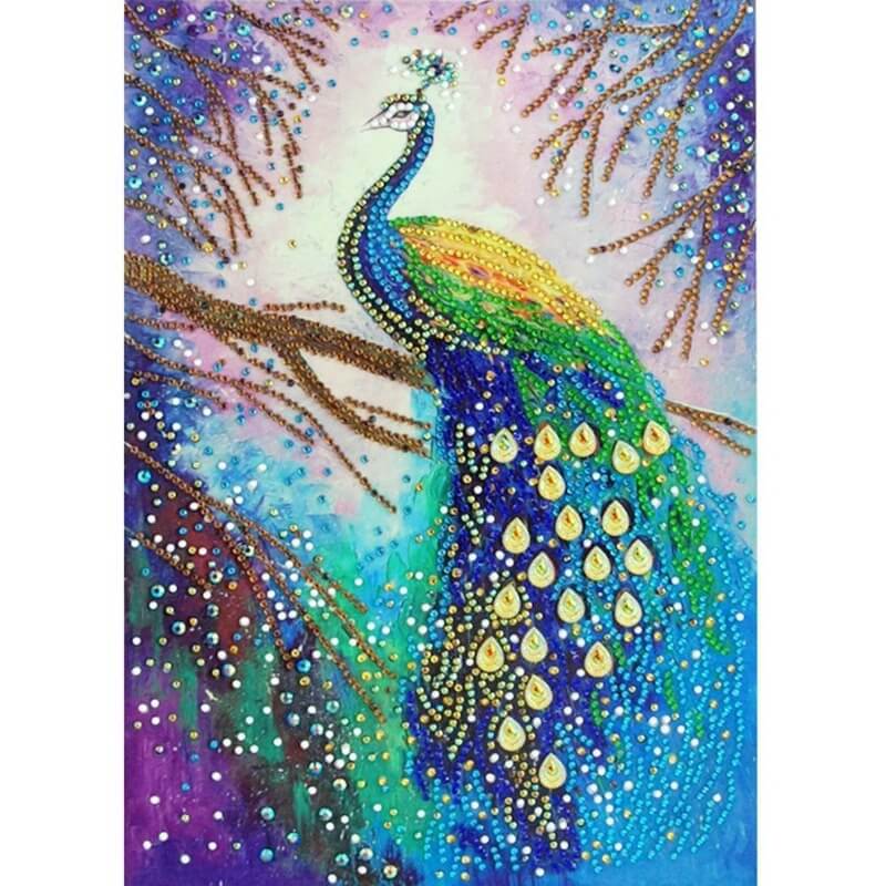green peacock crystal rhinestone diamond embroidery