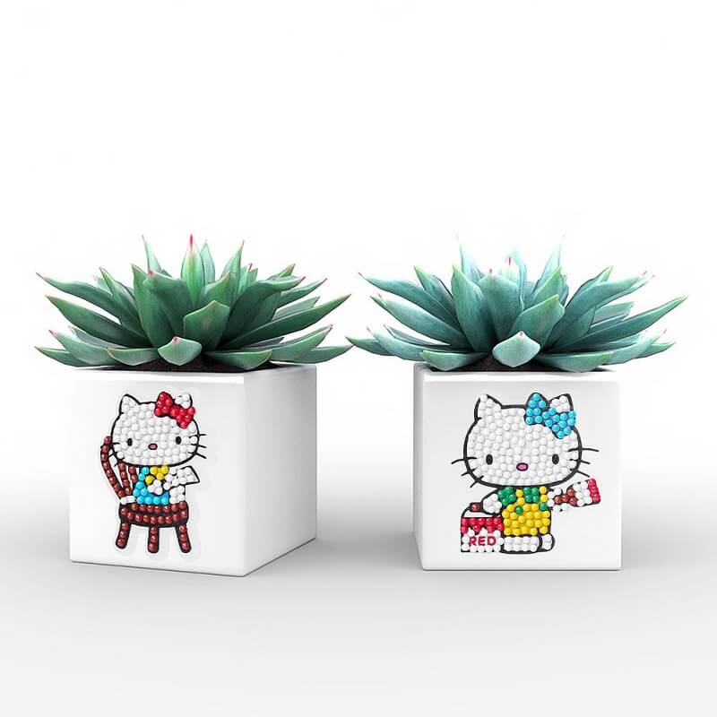 hello kitty diamond painting decals adhesive flowerpot sticker