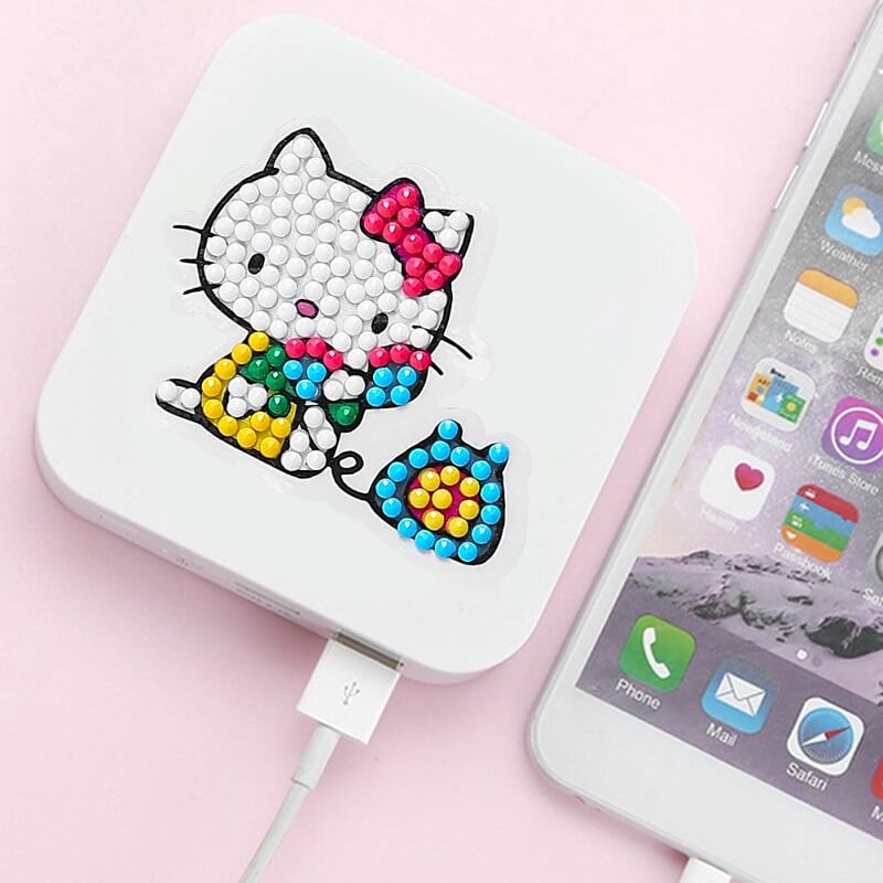 hello kitty diamond painting decals adhesive power bank sticker