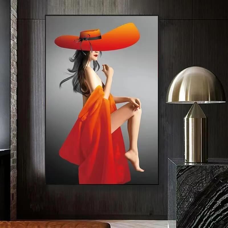 Modern Woman With Big Hat Diamond Painting