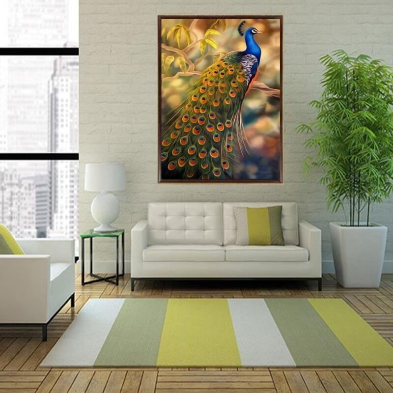 peacock partial round drill diamond painting kit
