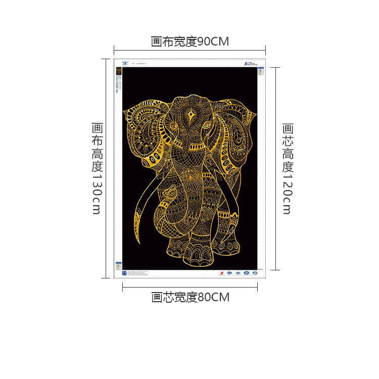 Large Size AB luxurious polyester cloth diamond Painting Kits | Golden Elephant