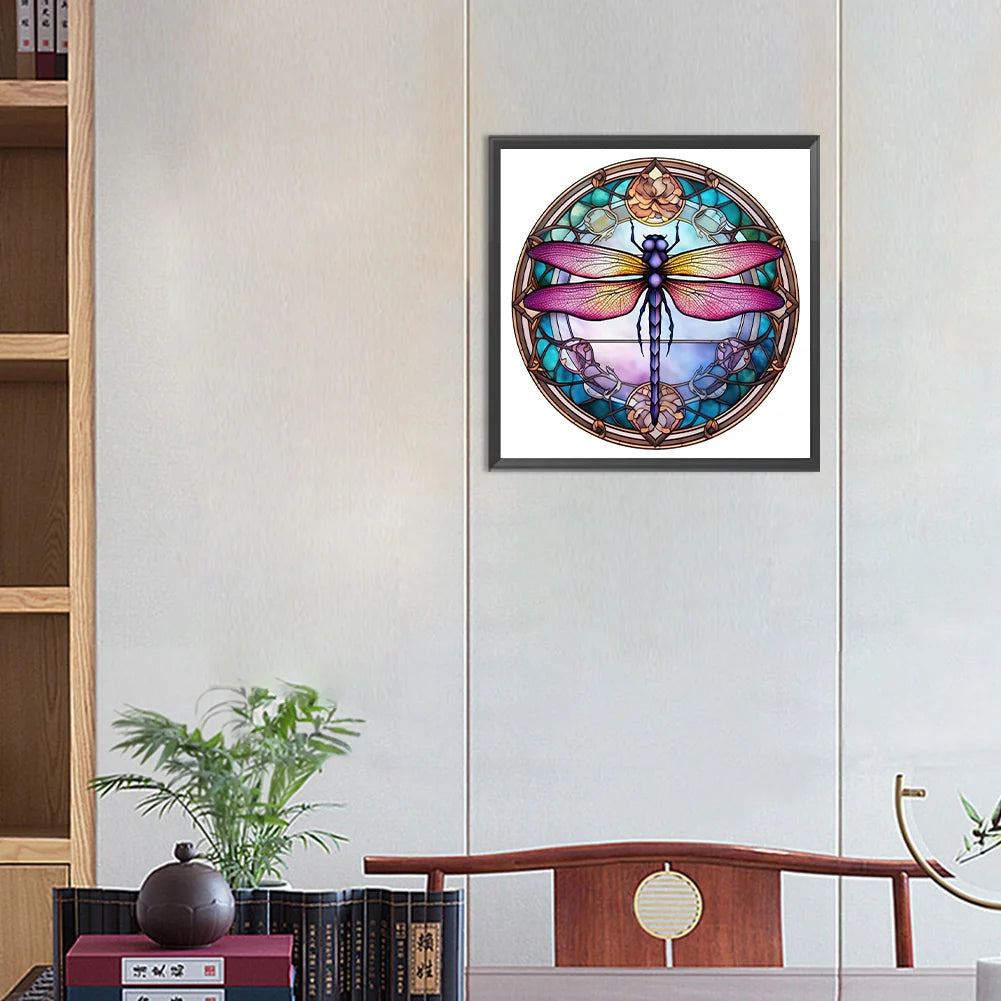 Diamond Painting - Full Round / Square - Stained Glass Dragonfly C