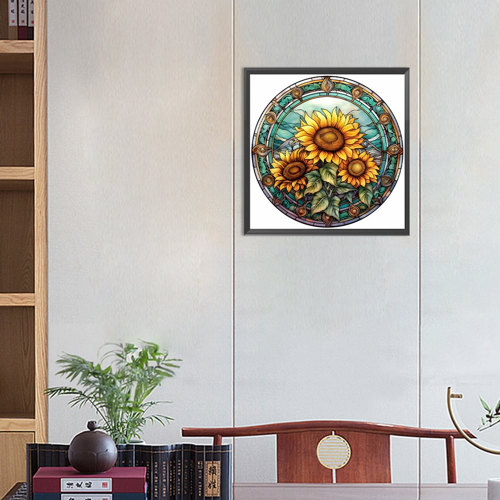 Diamond Painting - Full Round / Square  - Stained Glass Sunflower A