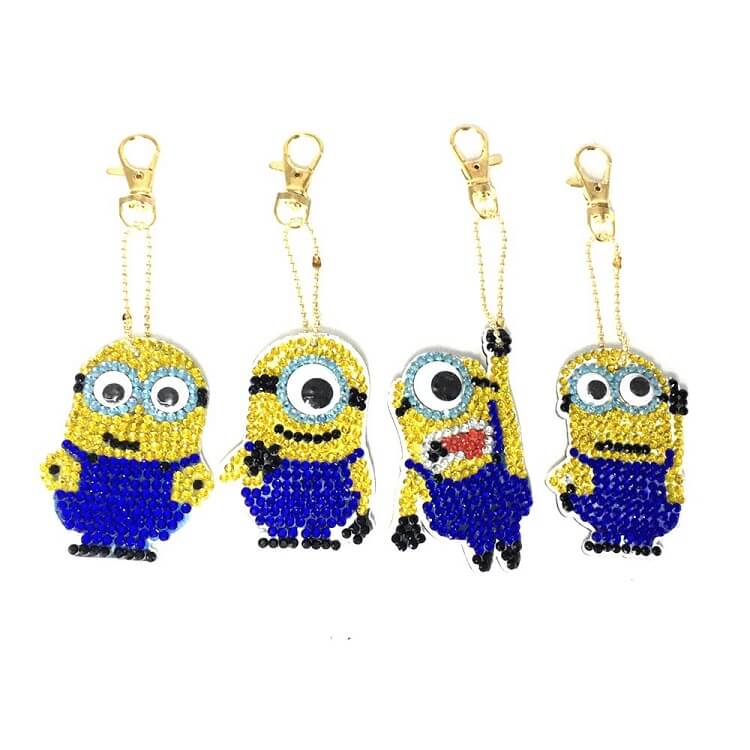 4pcs DIY Diamond Painting Keychains - Cup Animals