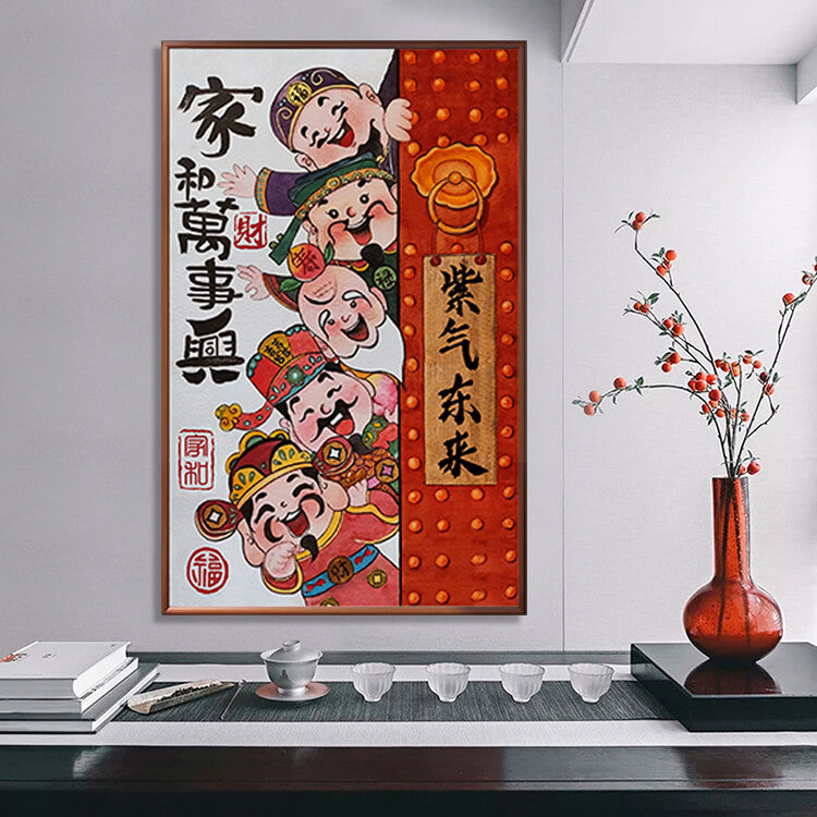 AB luxurious polyester cloth diamond Painting Kits | Chinese God of Wealth