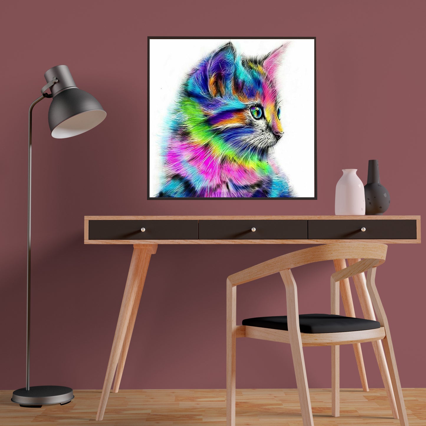 Kit de pintura de diamante de gato colorido para crianças