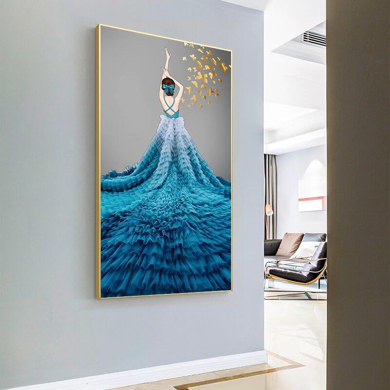 5d diamond painting ancing girl in blue dress
