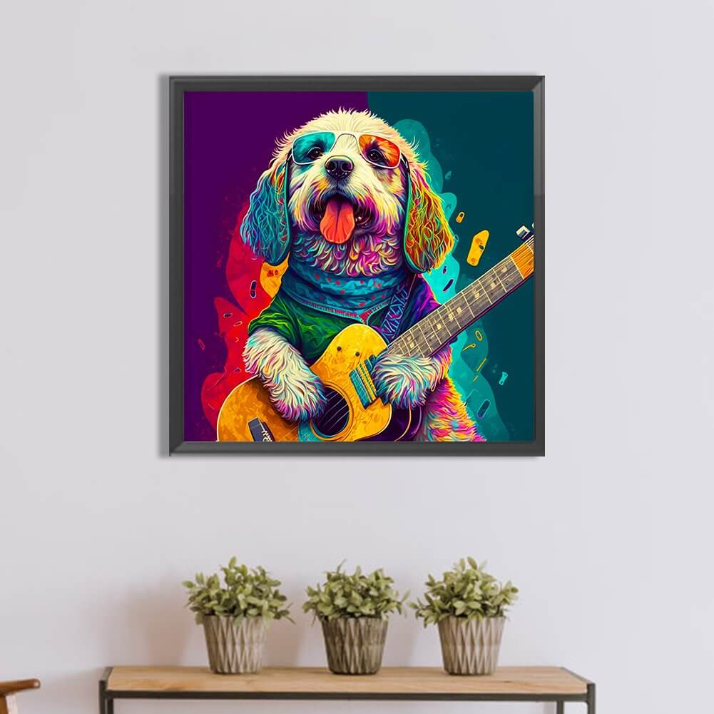 Dog plays Guitar DIY Diamond Painting Kit