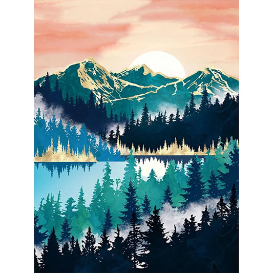 5D DIY Diamond Painting - Full Round / Square - Mountain Abstract View