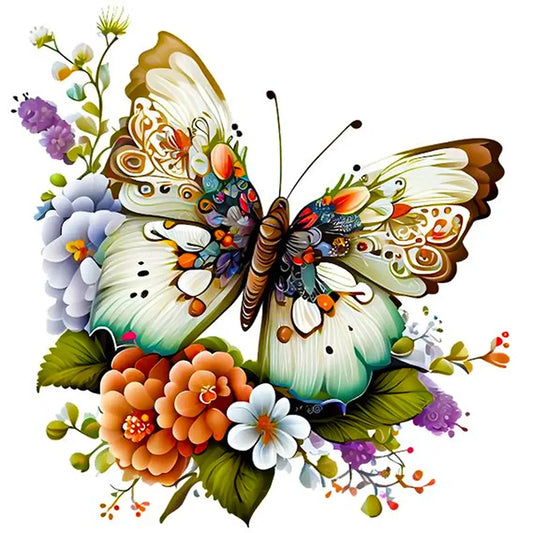 Diamond Painting - Full Round / Square - Flower Butterfly