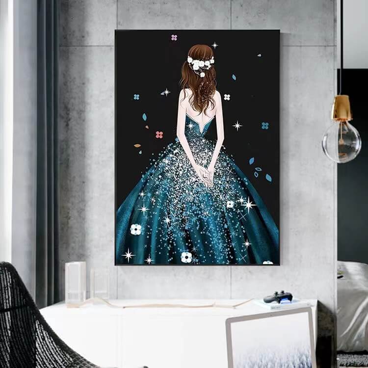 5d diy diamond painting girl in evening dress
