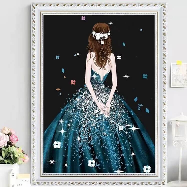 5d diamond painting kit girl in evening dress