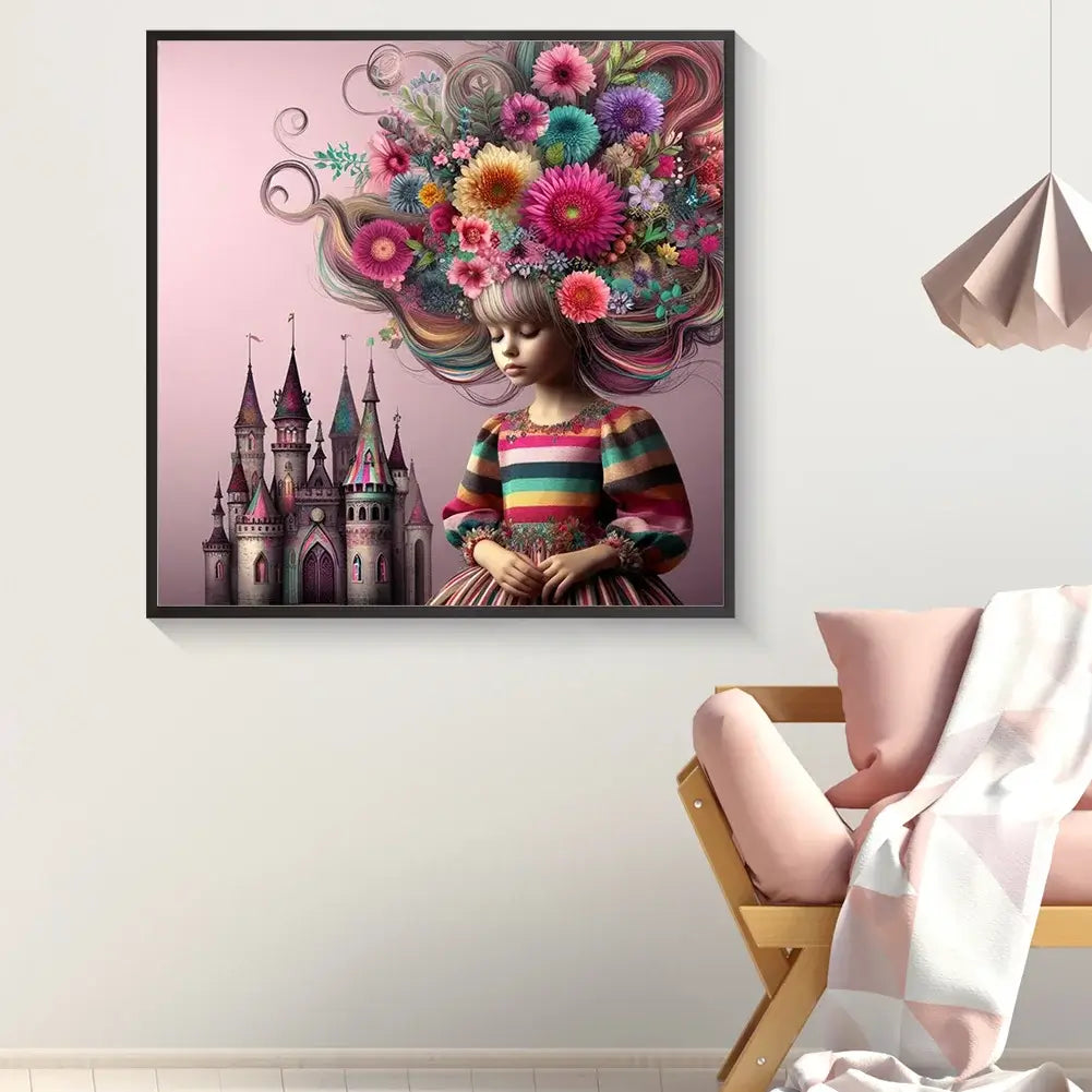5d girl and castle diamond painting