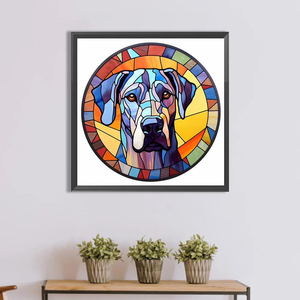 5d paint by diamonds stained glass dog
