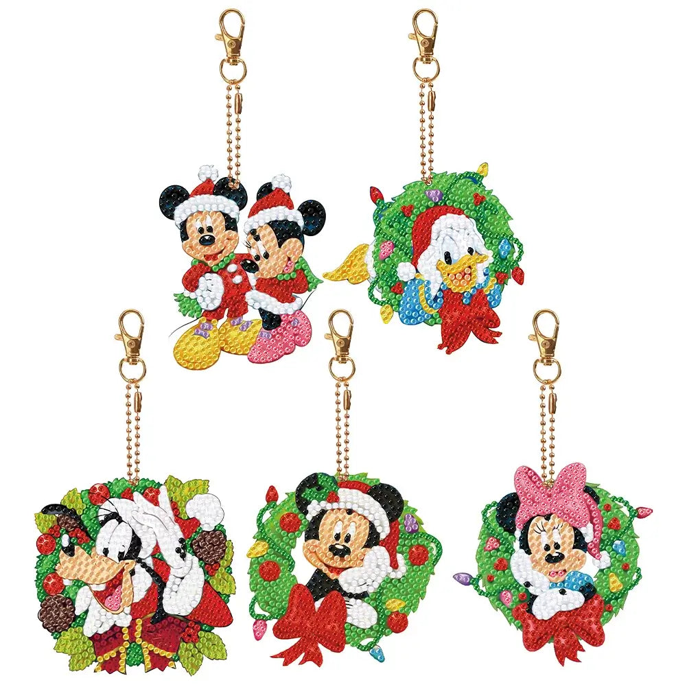 Christmas Disney 5pcs DIY Diamond Painting Keychains