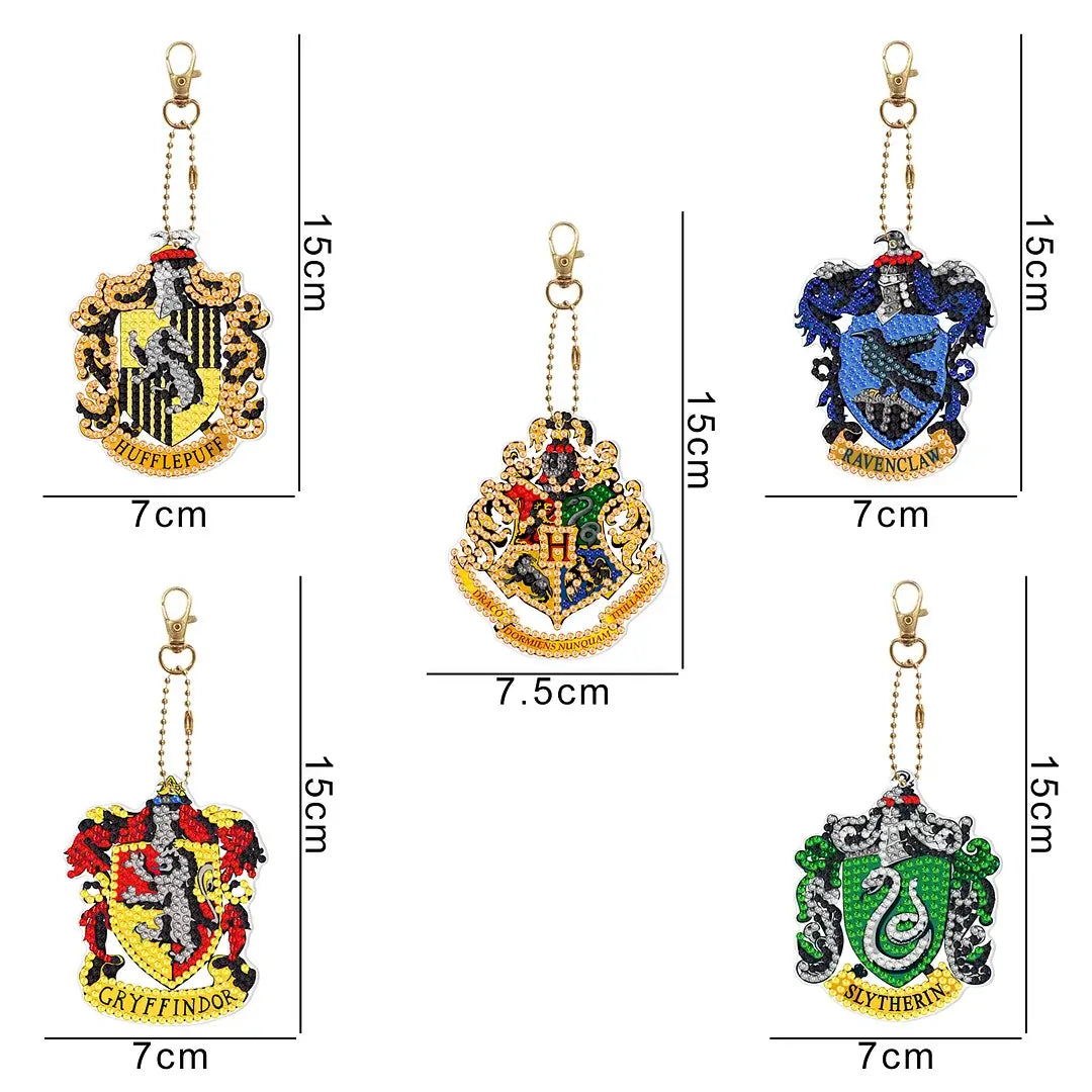 Harry Potter 5pcs DIY Diamond Painting Keychains Sizes