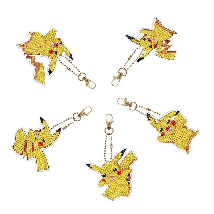 5pcs pikachu diamond painting keychain