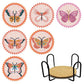 6pcs butterfly diamond painting cup coaster set