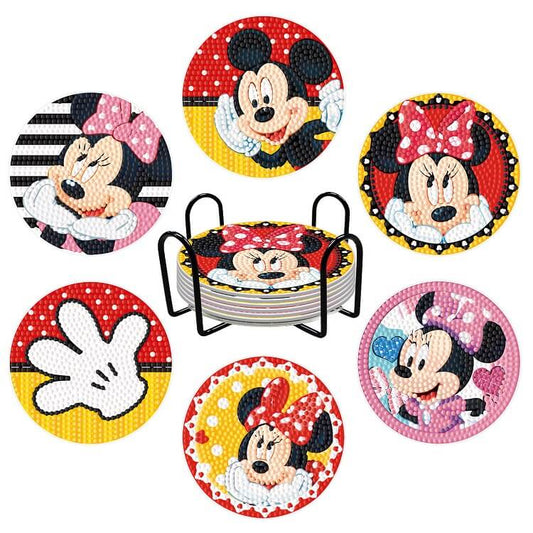 6PCS Disney DIY Diamond Painting Coaster Set (With Stand) B