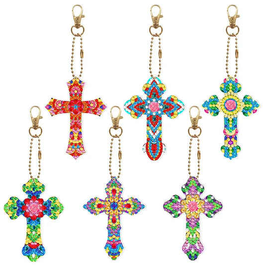 Saint Cross 6pcs DIY Diamond Painting Keychains